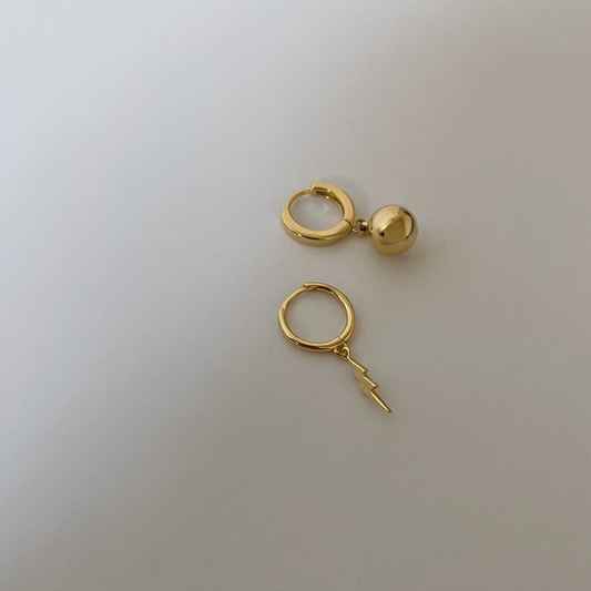 Thora Ball Drop Hoop Earrings- Gold