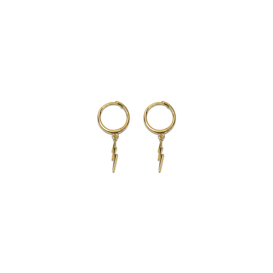 Thora Lightning Bolt Hoop Earrings- Gold