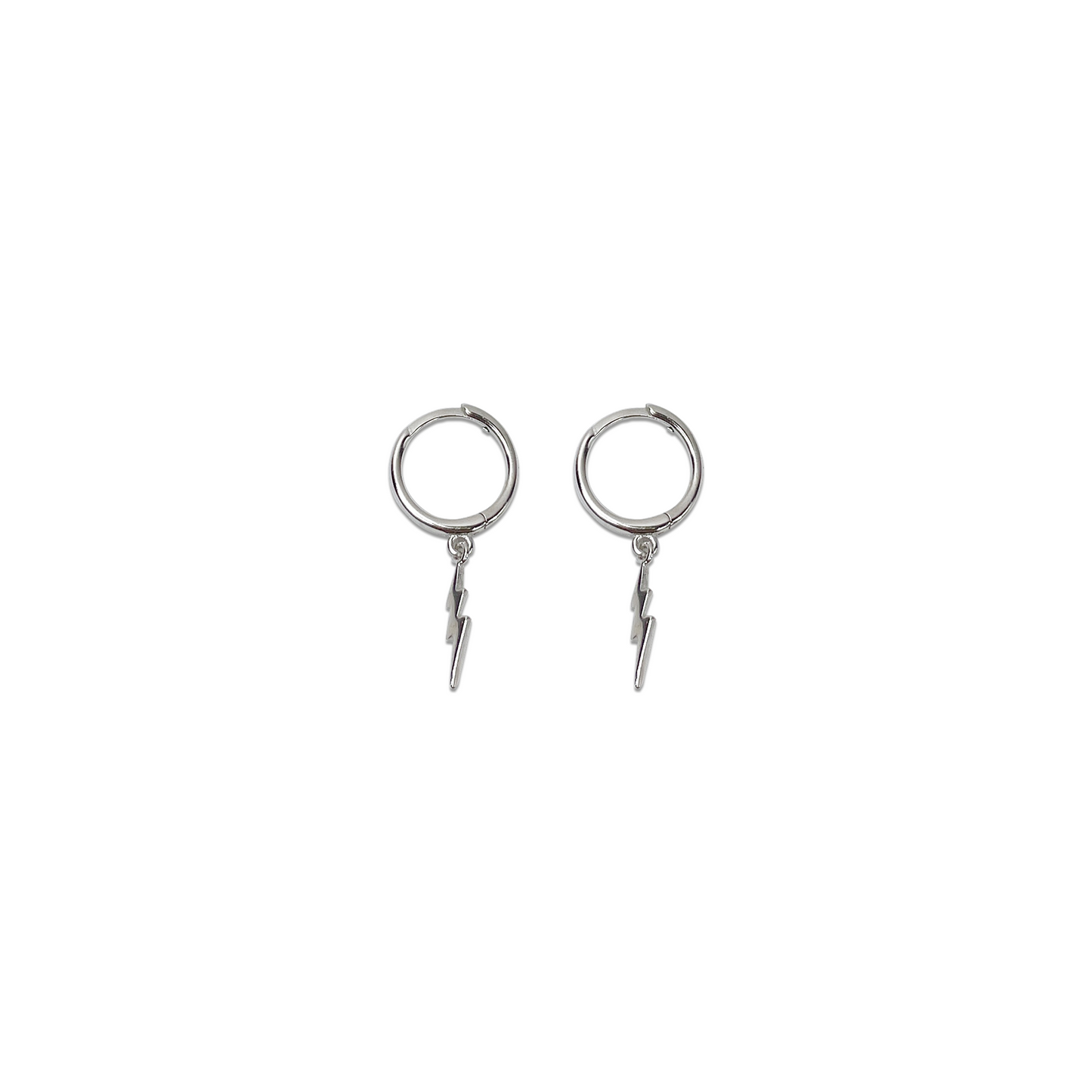 Thora Lightning Bolt Hoop Earrings- Silver