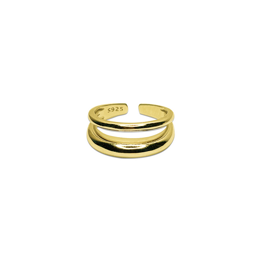 Ziva Double Layered Open Ring- Gold