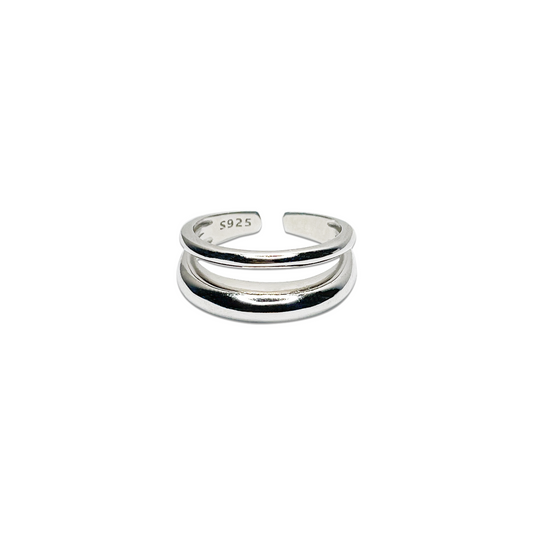 Ziva Double Layered Open Ring- Silver