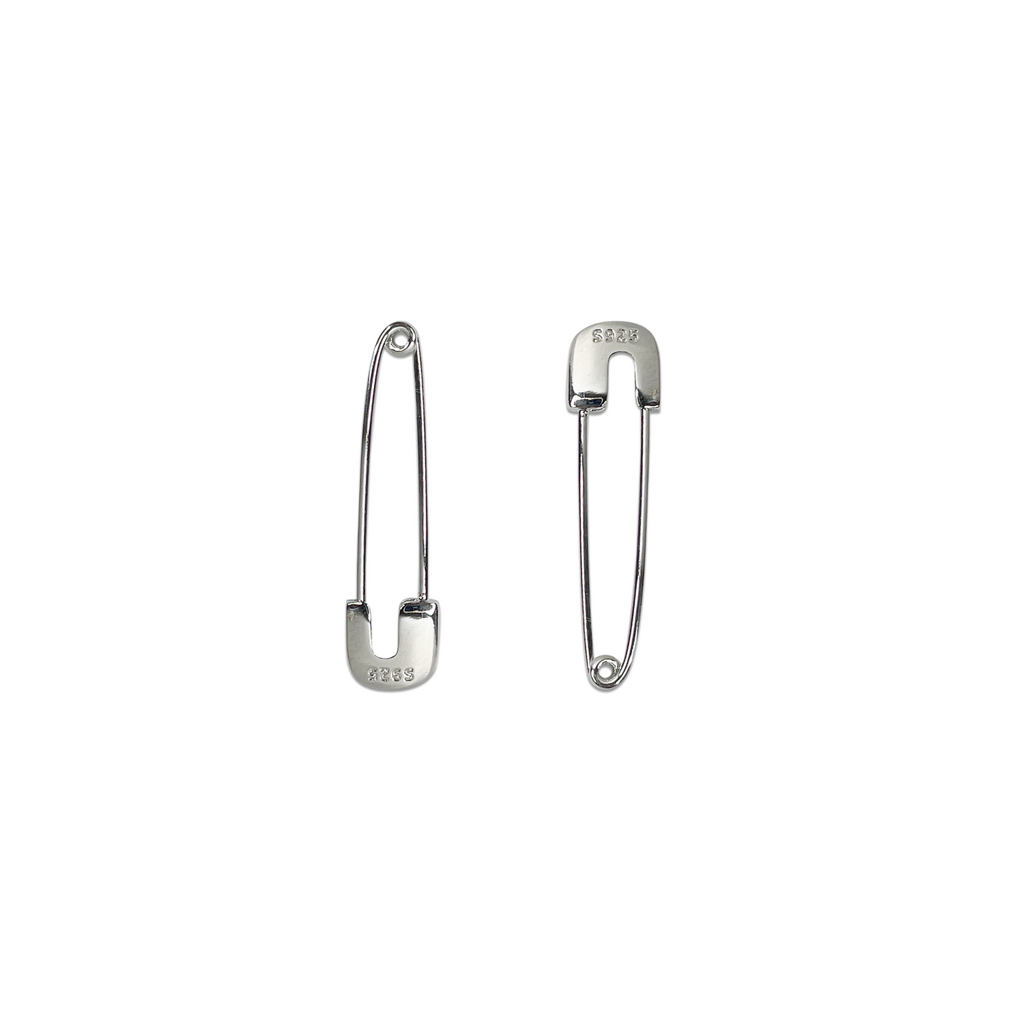 Ziva Safety Pin Earrings- Silver