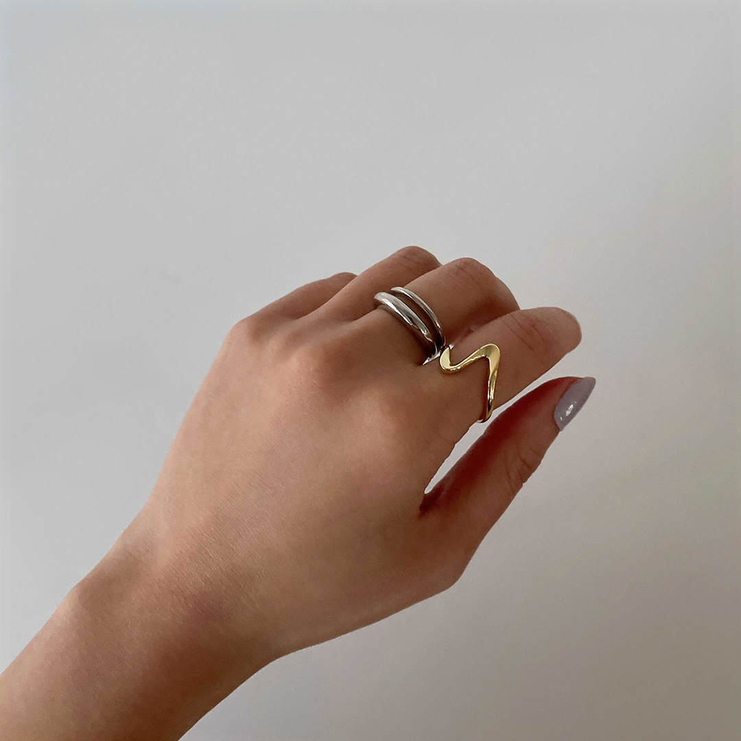 Ziva Statement Open Ring- Gold