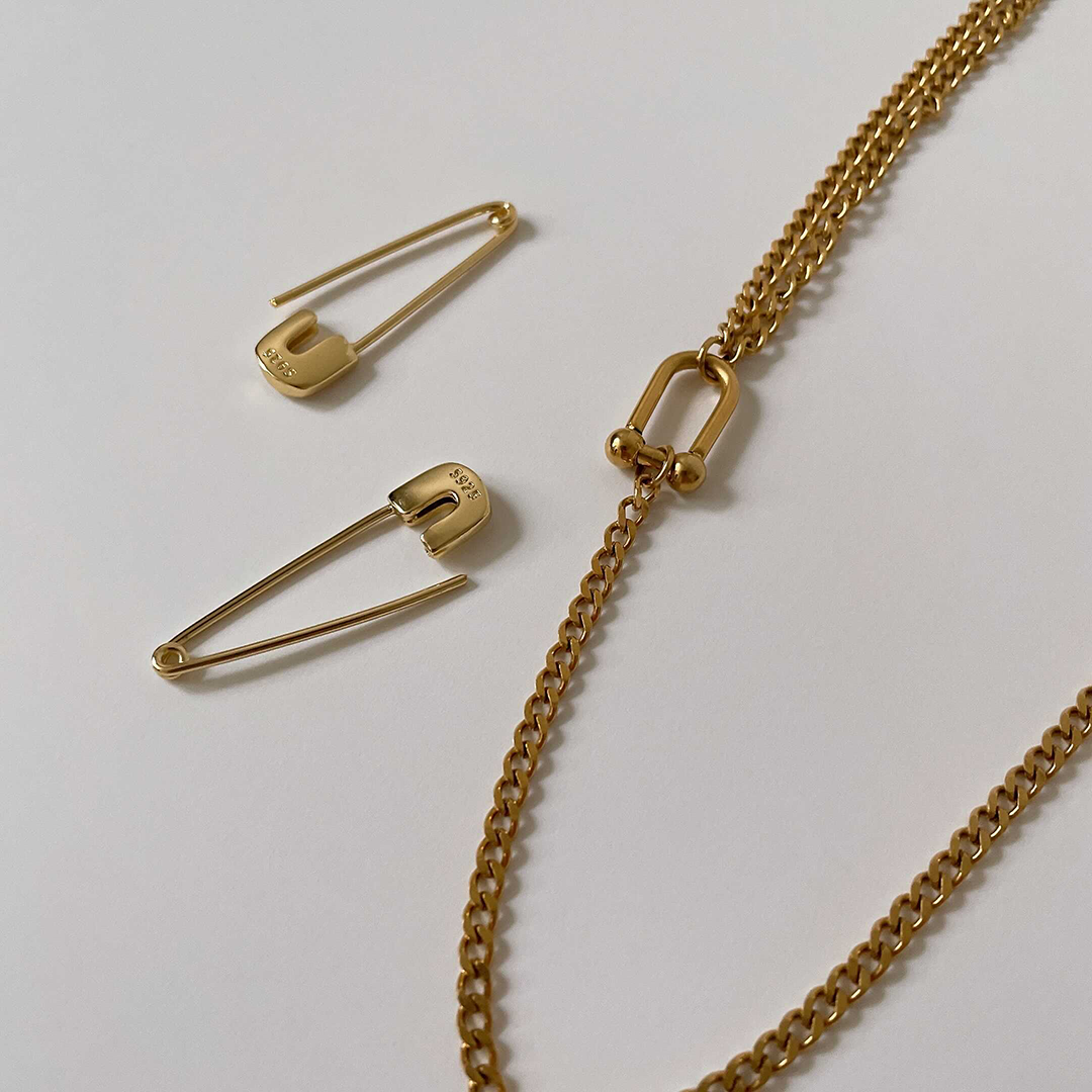 Ziva U Link Necklace- Gold